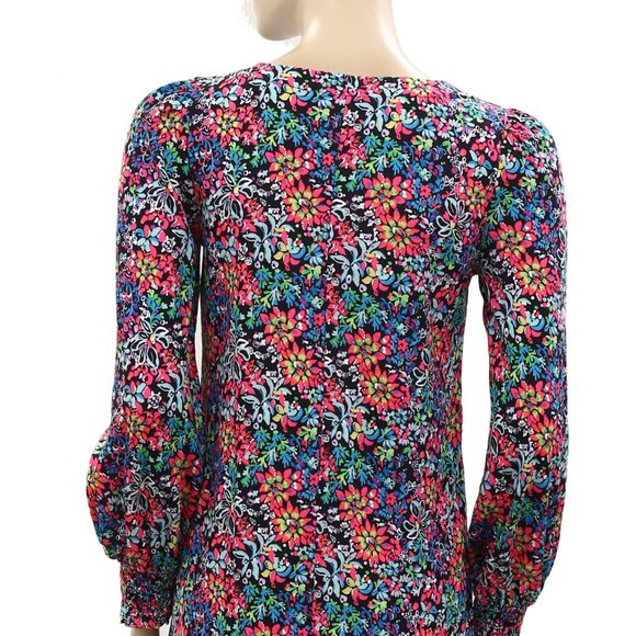 Lilly Pulitzer Diann Long Sleeve Mini Dress Smocked Printed Cotton XS New - Picture 7 of 7